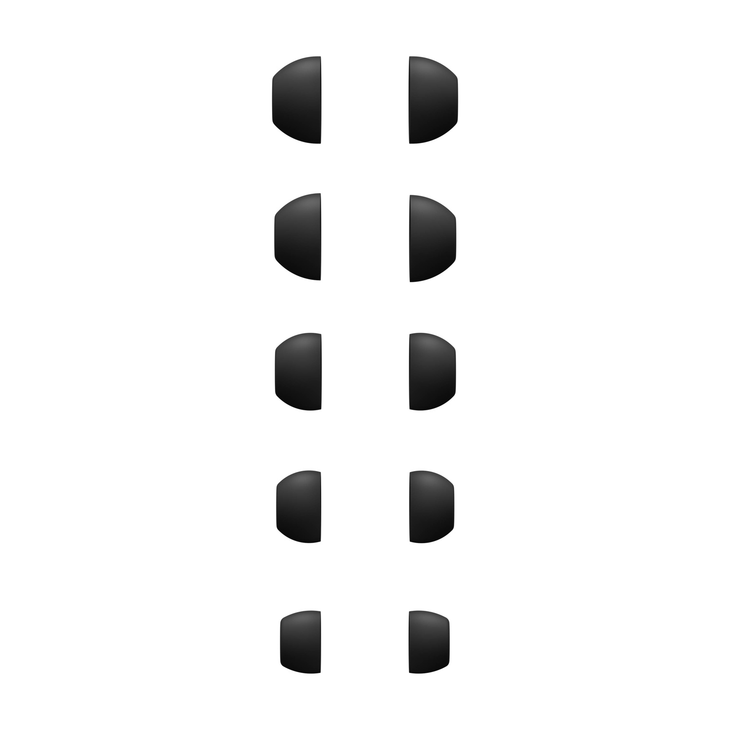Pięć par czarnych, zaokrąglonych prostokątów ułożonych pionowo.
