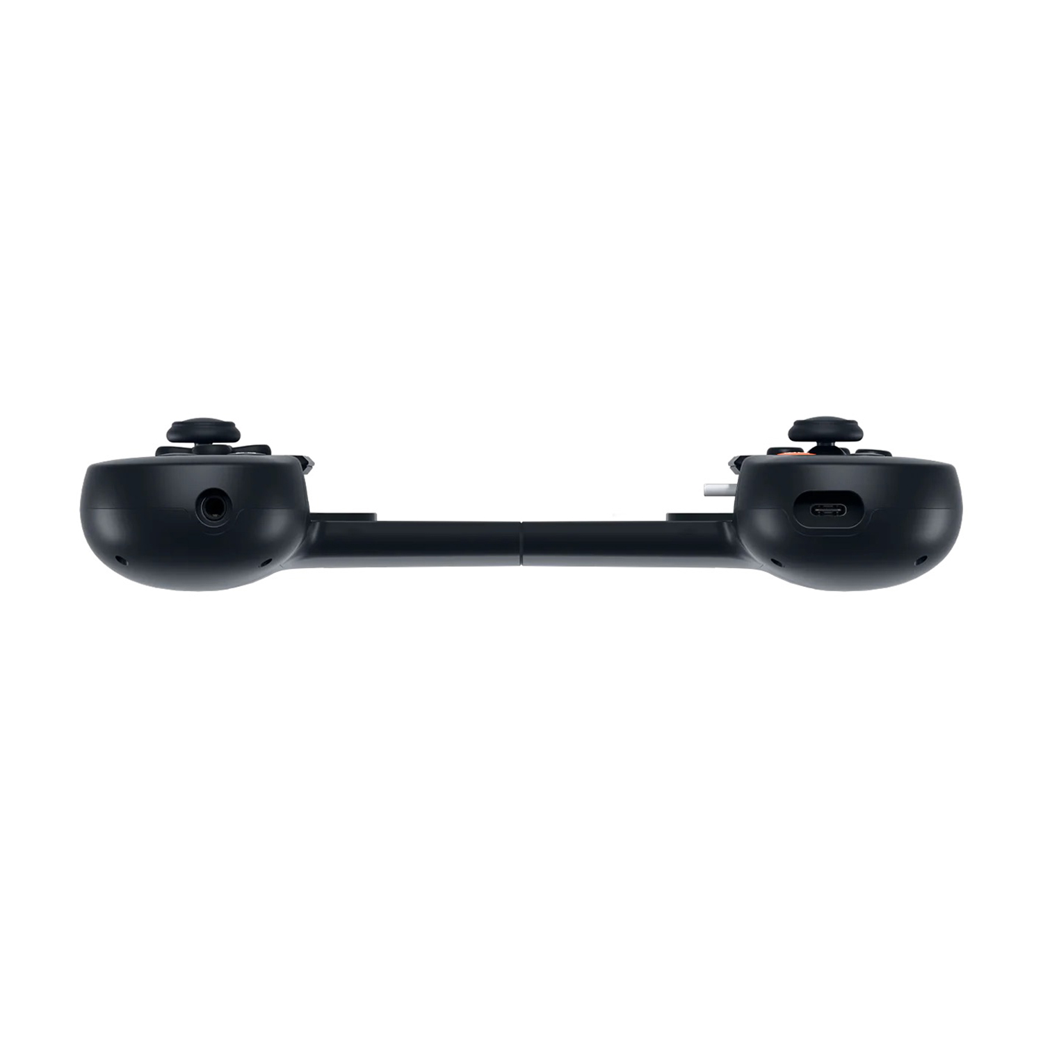 Controller da gioco nero con stick analogici e porta USB-C.