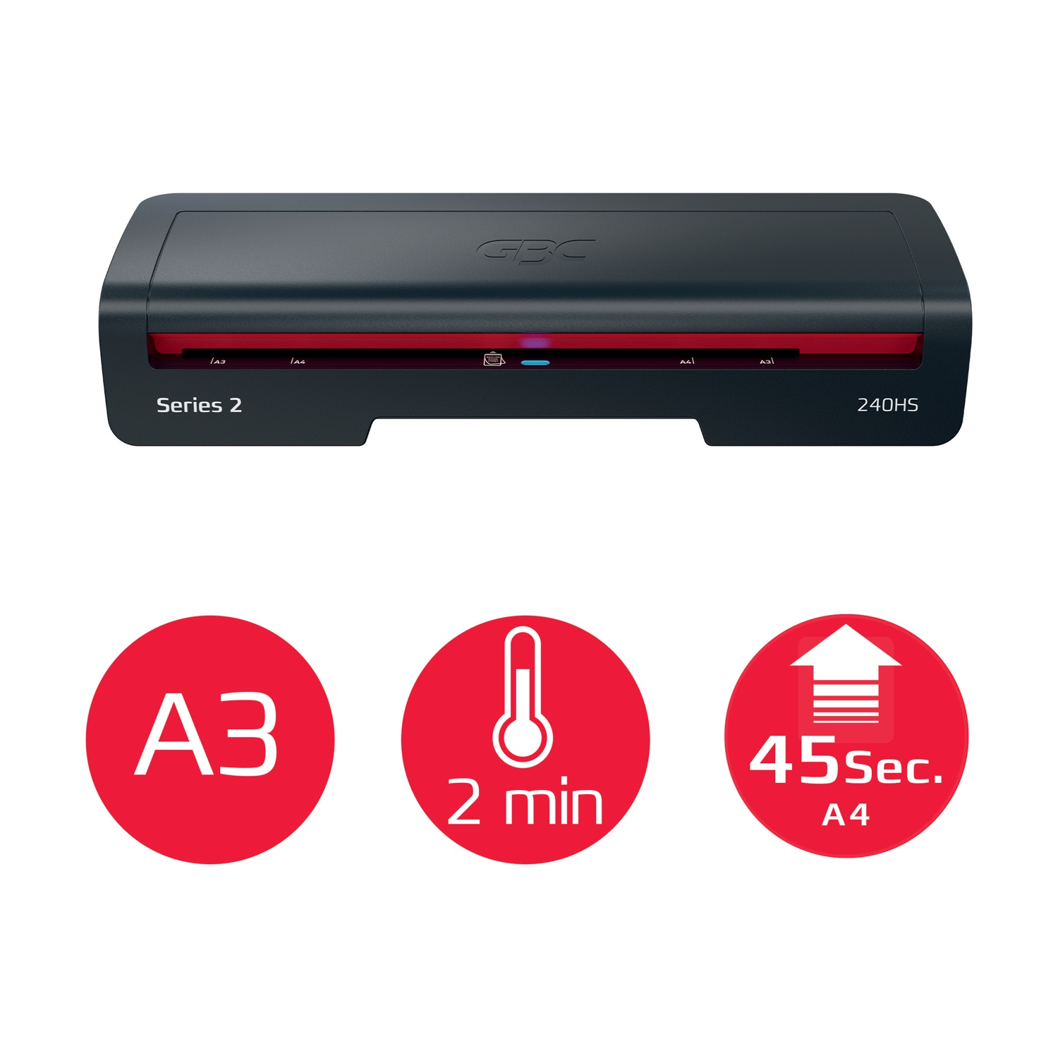 GBC Series 2 240HS Laminator mit A3-Funktion, 2 Min. Aufheizzeit, 45 Sek. für A4.