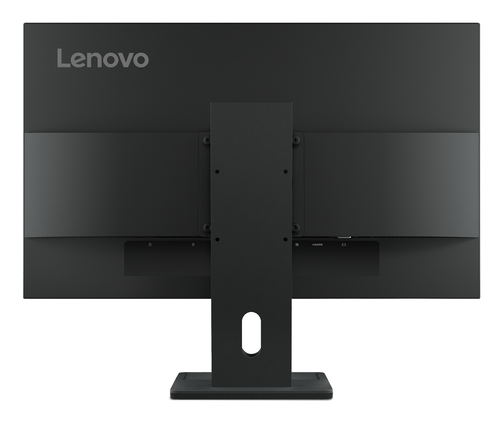 Tył czarnego monitora Lenovo z portem HDMI.
