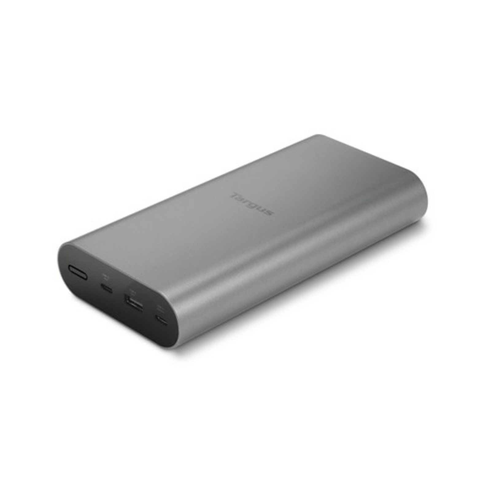 Grauer Targus Powerbank mit USB-C und USB-A Anschlüssen.