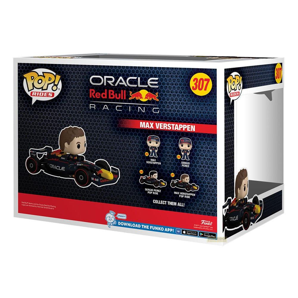 Pudełko Funko Pop!: Oracle Red Bull Racing Max Verstappen z samochodem.