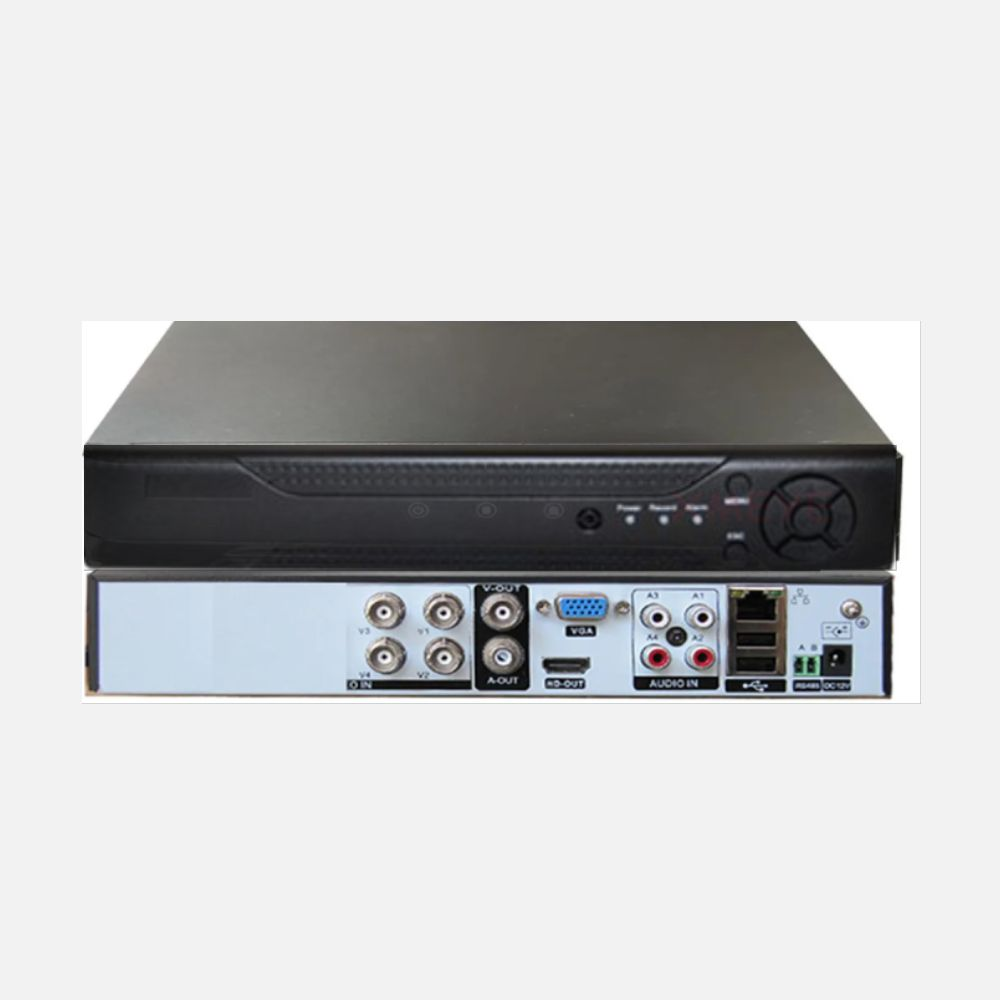 Siyah DVR, arka portlar: Video, Ses, VGA, Ağ, Güç.