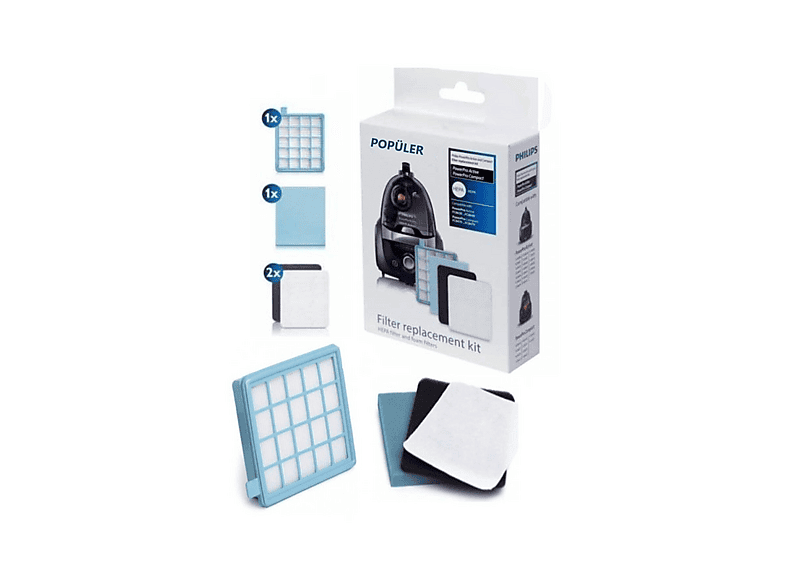 POPULER Philips Powerpro Compact Uyumlu  Hepa Filtre Seti
