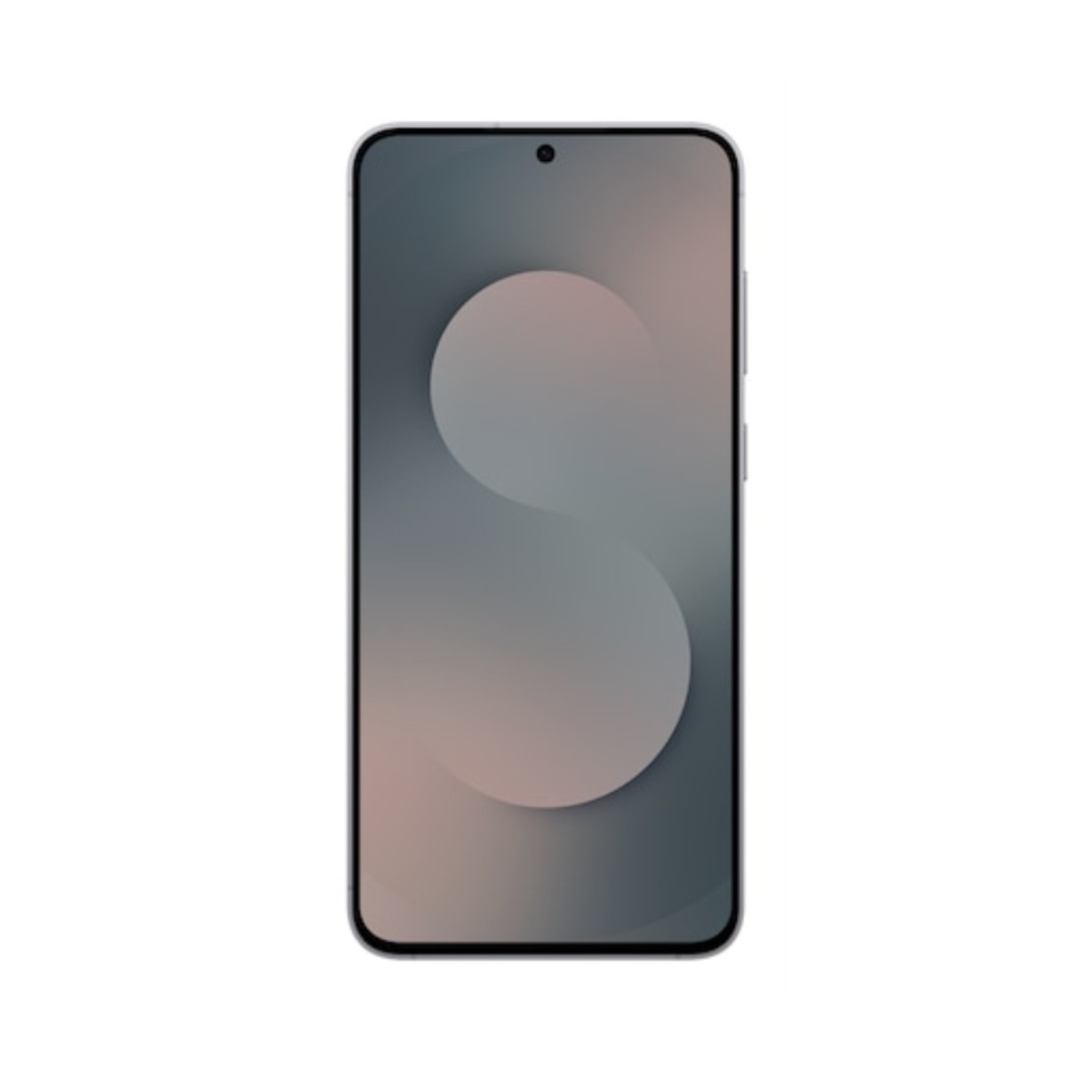 Smartfon z szaro-różowym tłem na ekranie.