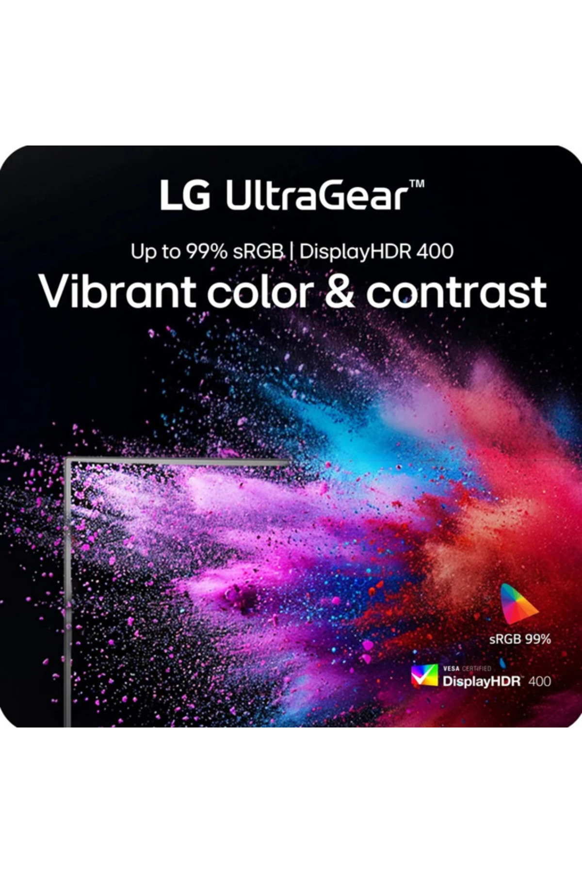 LG UltraGear monitör, sRGB %99 ve DisplayHDR 400 ile canlı renkler sunar.