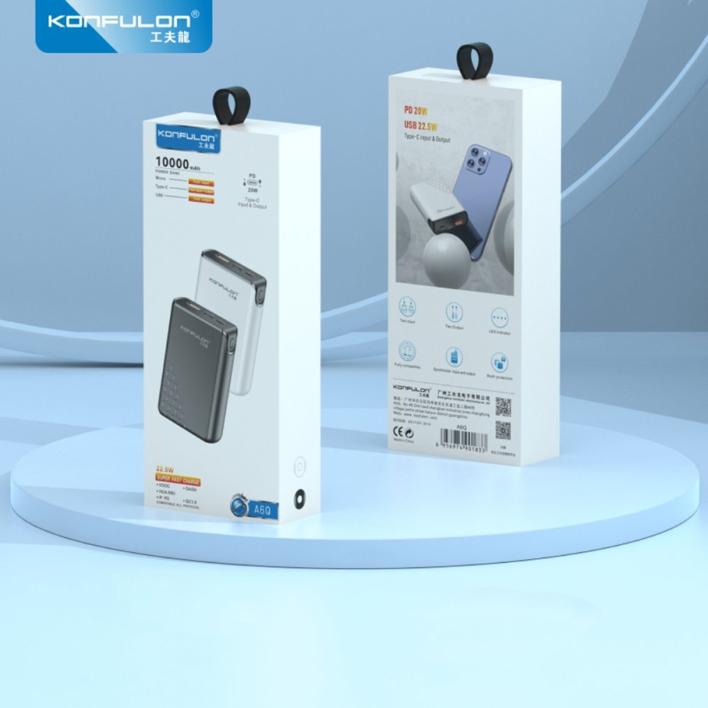 Paketindeki iki Konfulon powerbank. Biri iki, diğeri bir powerbank gösteriyor.