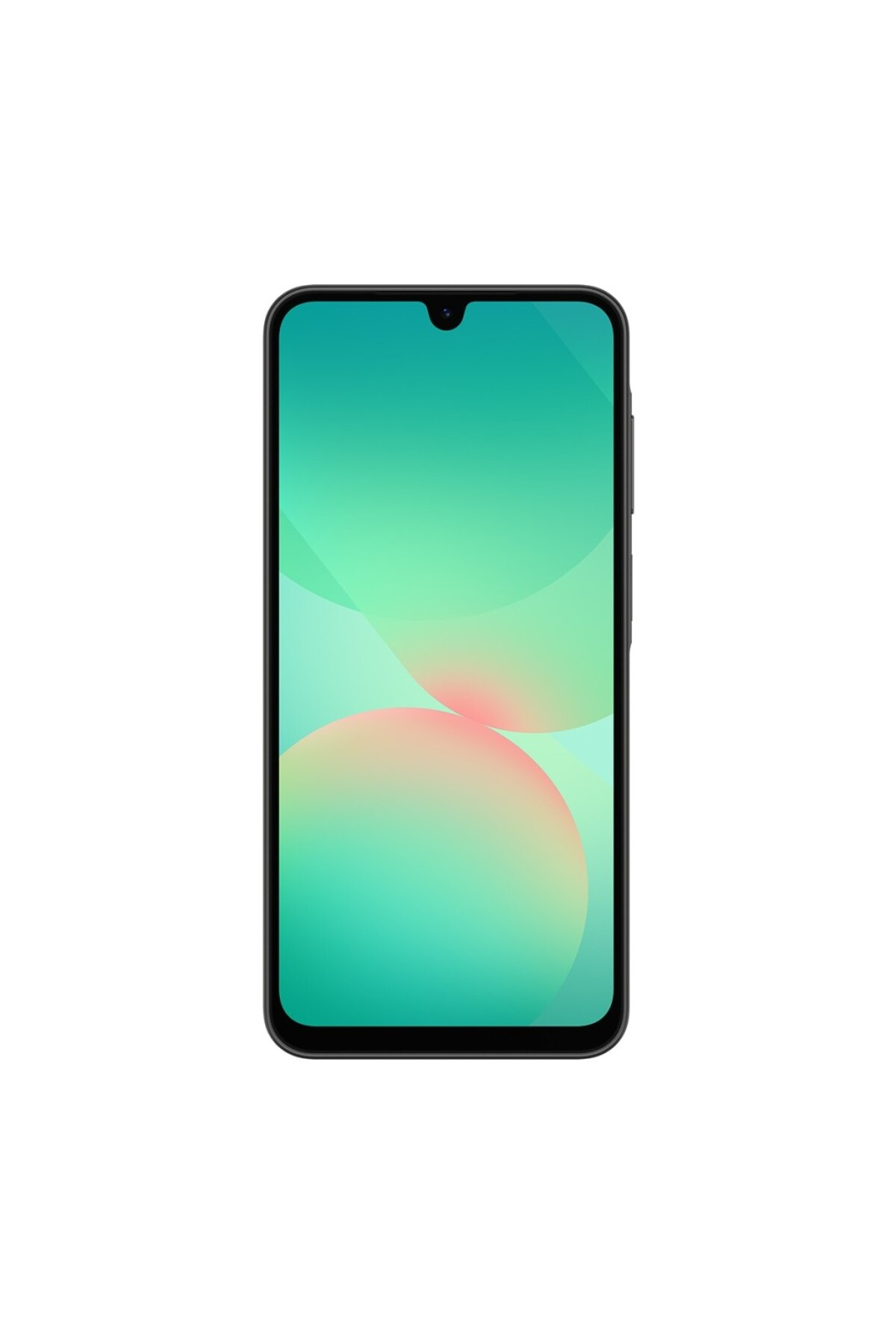Ekranında degrade duvar kağıdı bulunan siyah bir akıllı telefon.