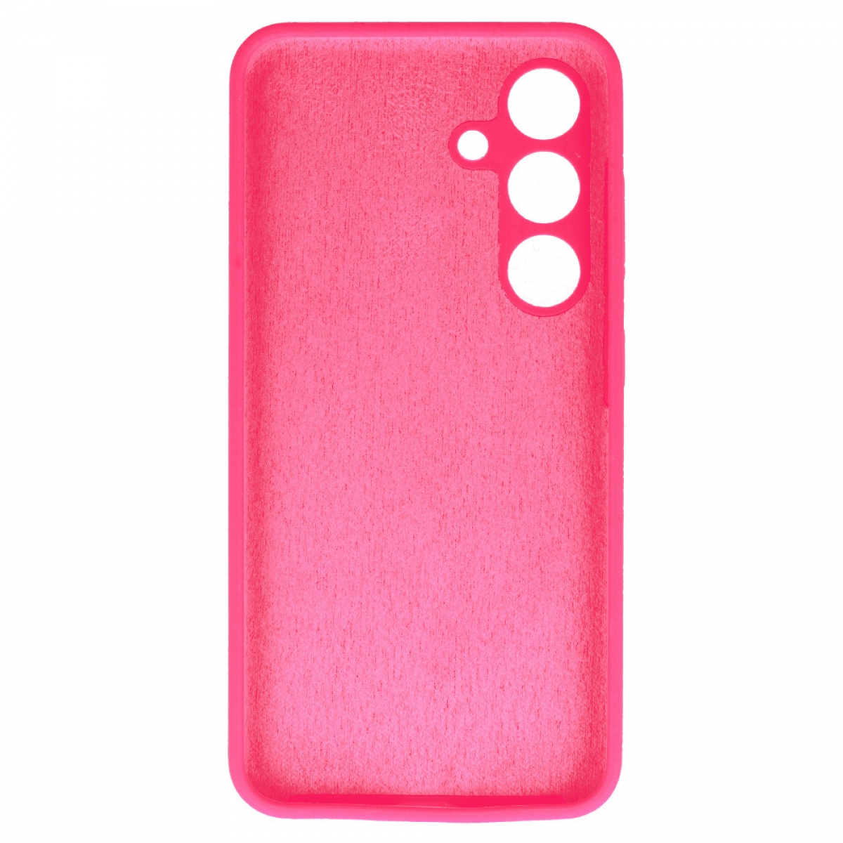 Eine leuchtend pinke Handyhülle mit Aussparungen für die Kamera.