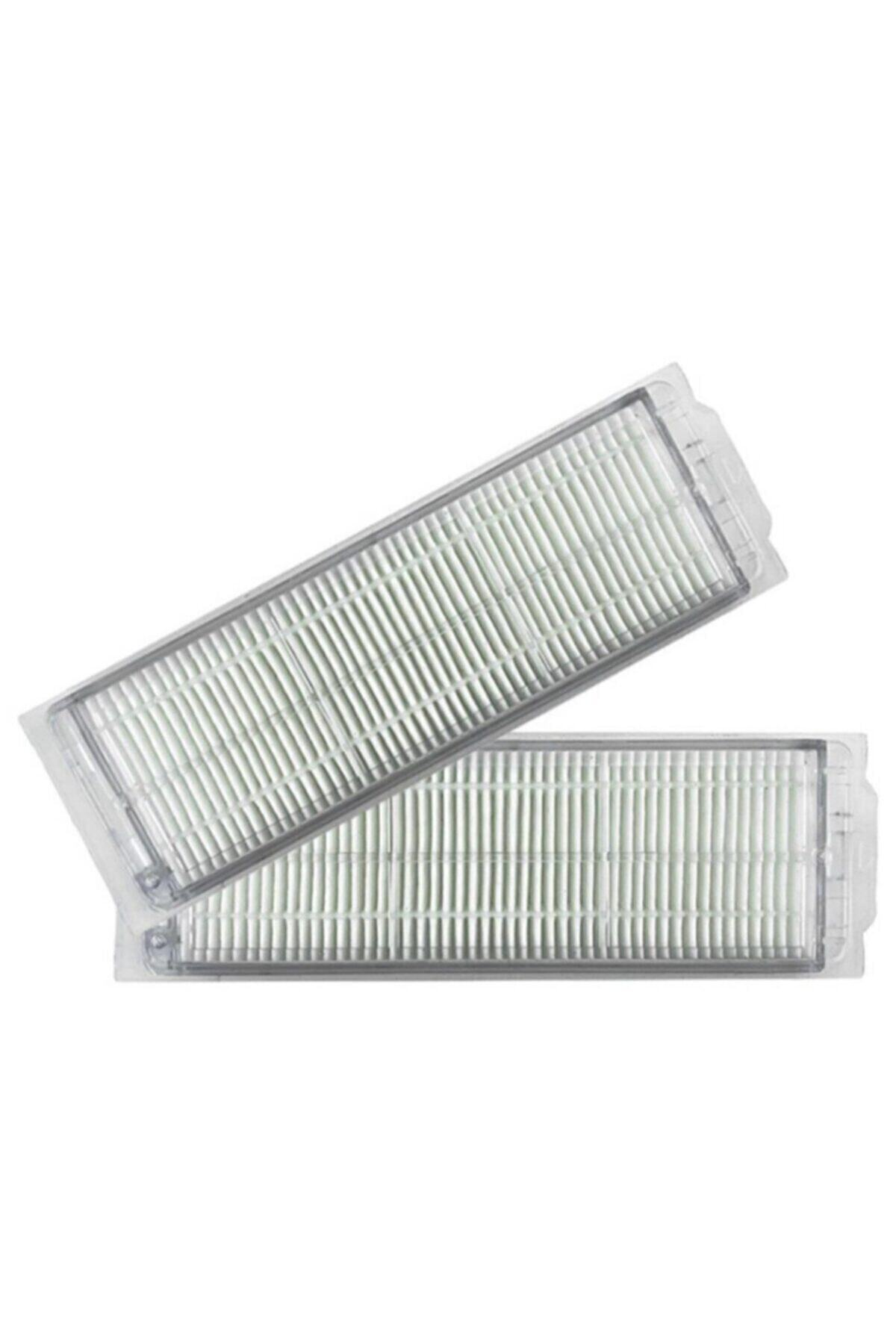 Plastik çerçeveli, ince pileli iki beyaz elektrikli süpürge filtresi.
