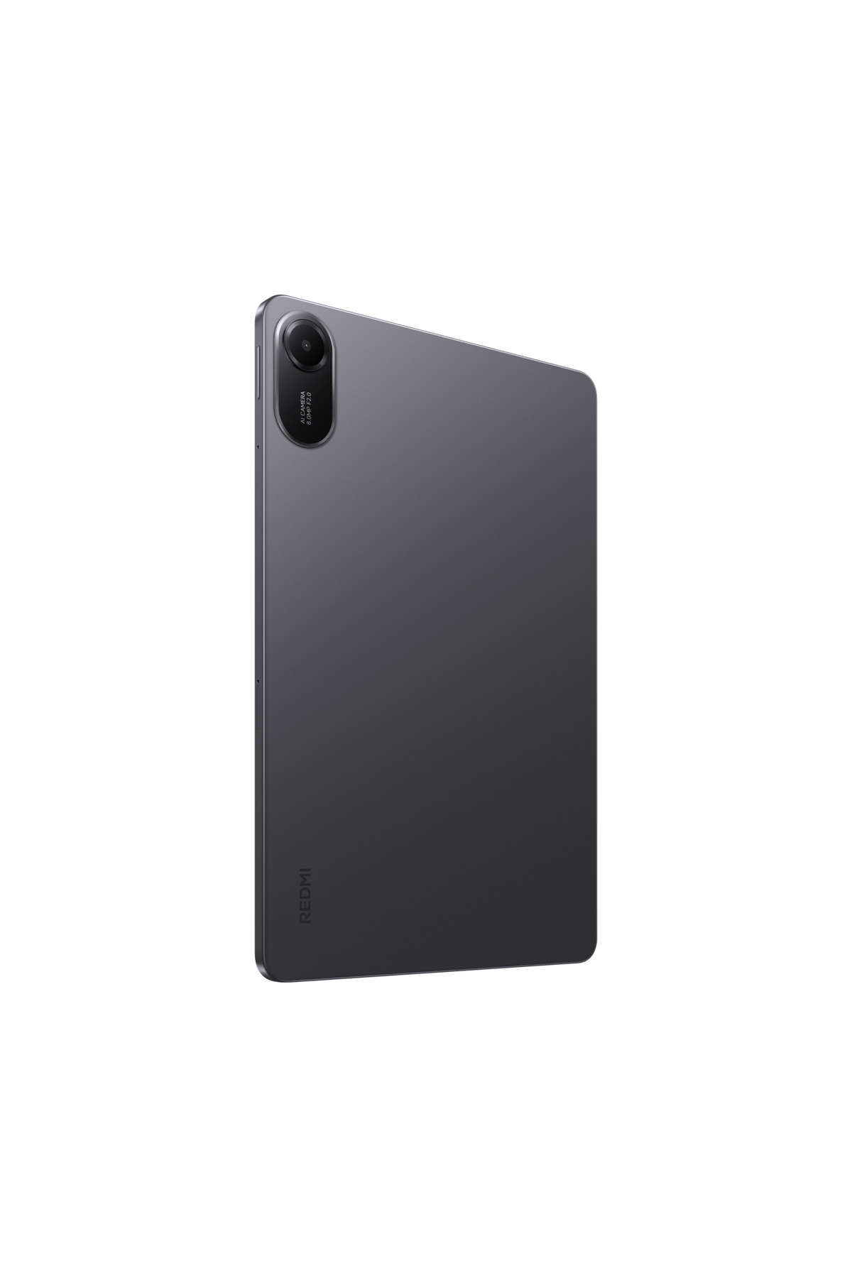 Arka kamerası ve Redmi logosu olan koyu gri tablet.