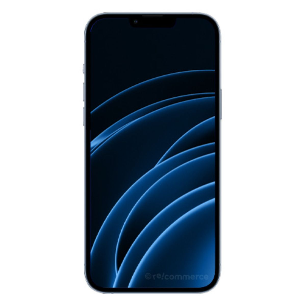 Ein modernes Smartphone mit einem dunkelblauen, abstrakten Hintergrundbild.