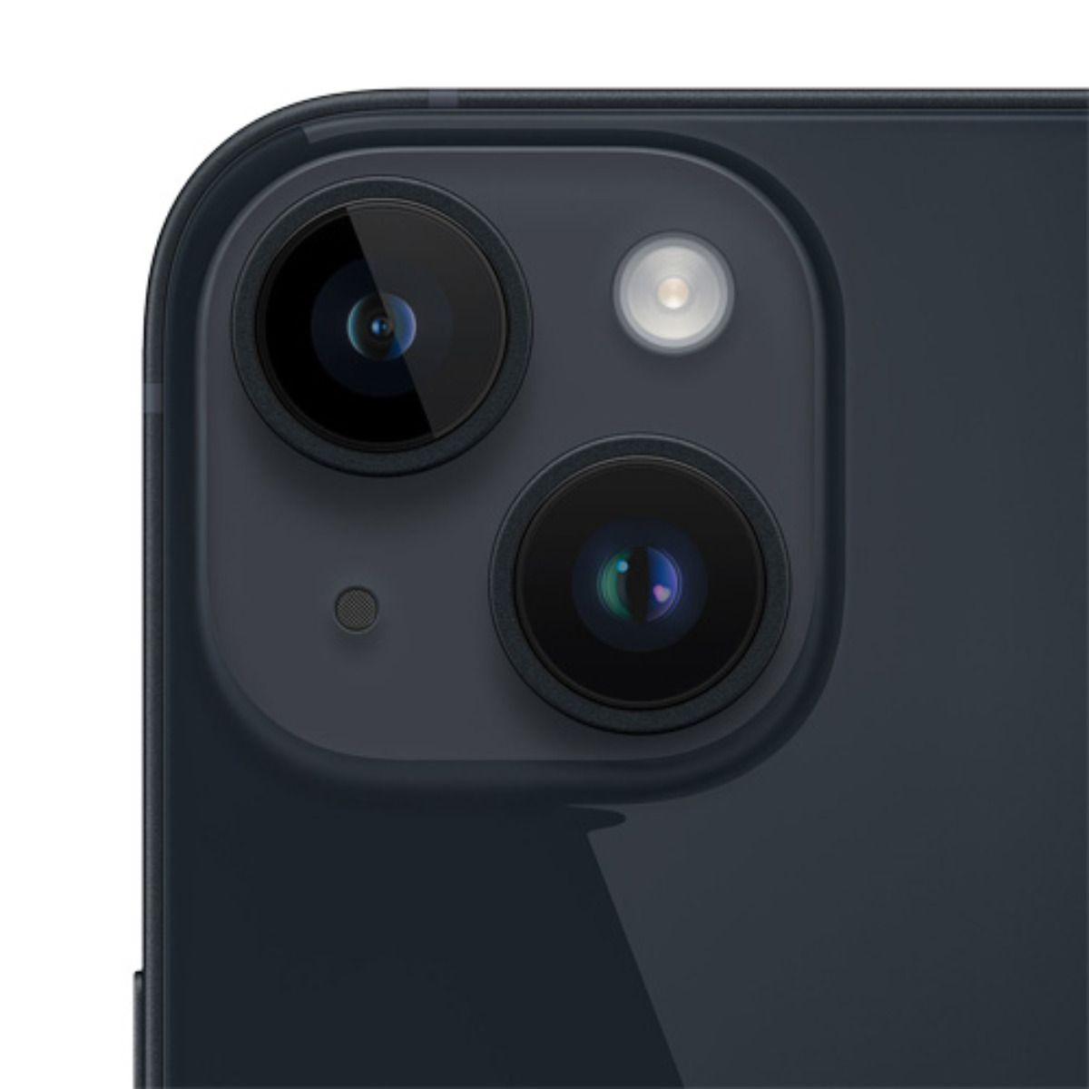 Primo piano della fotocamera posteriore di uno smartphone scuro con due lenti e flash.