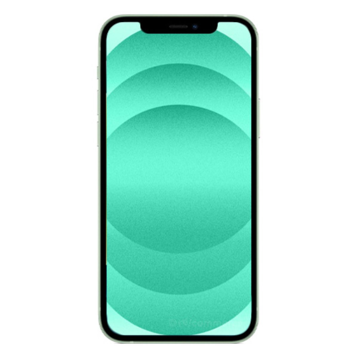 Ein hellgrünes Smartphone mit einem Wellenmuster auf dem Bildschirm.