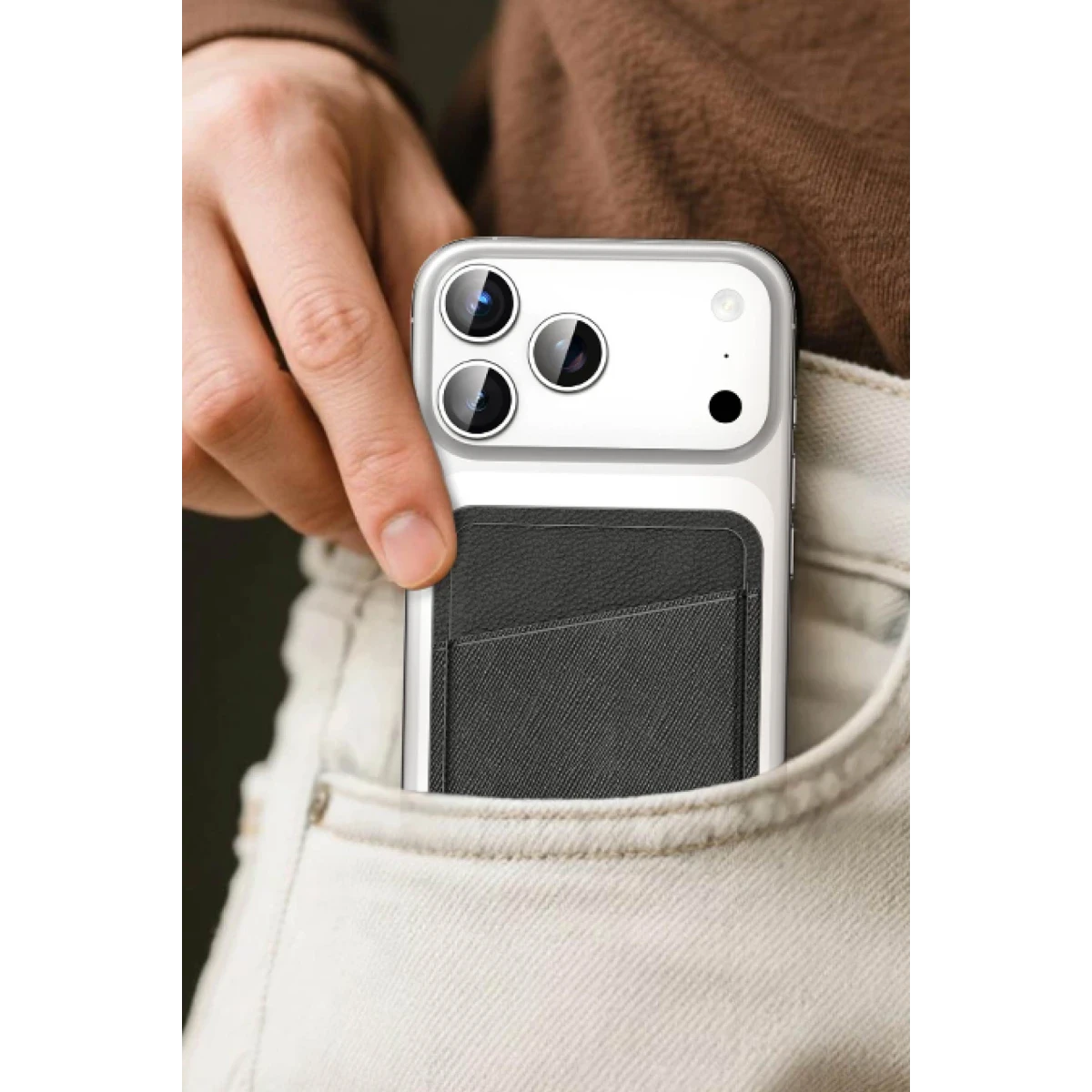 KEEPHONE Locky Deri Magsafe Turuncu Kartlık