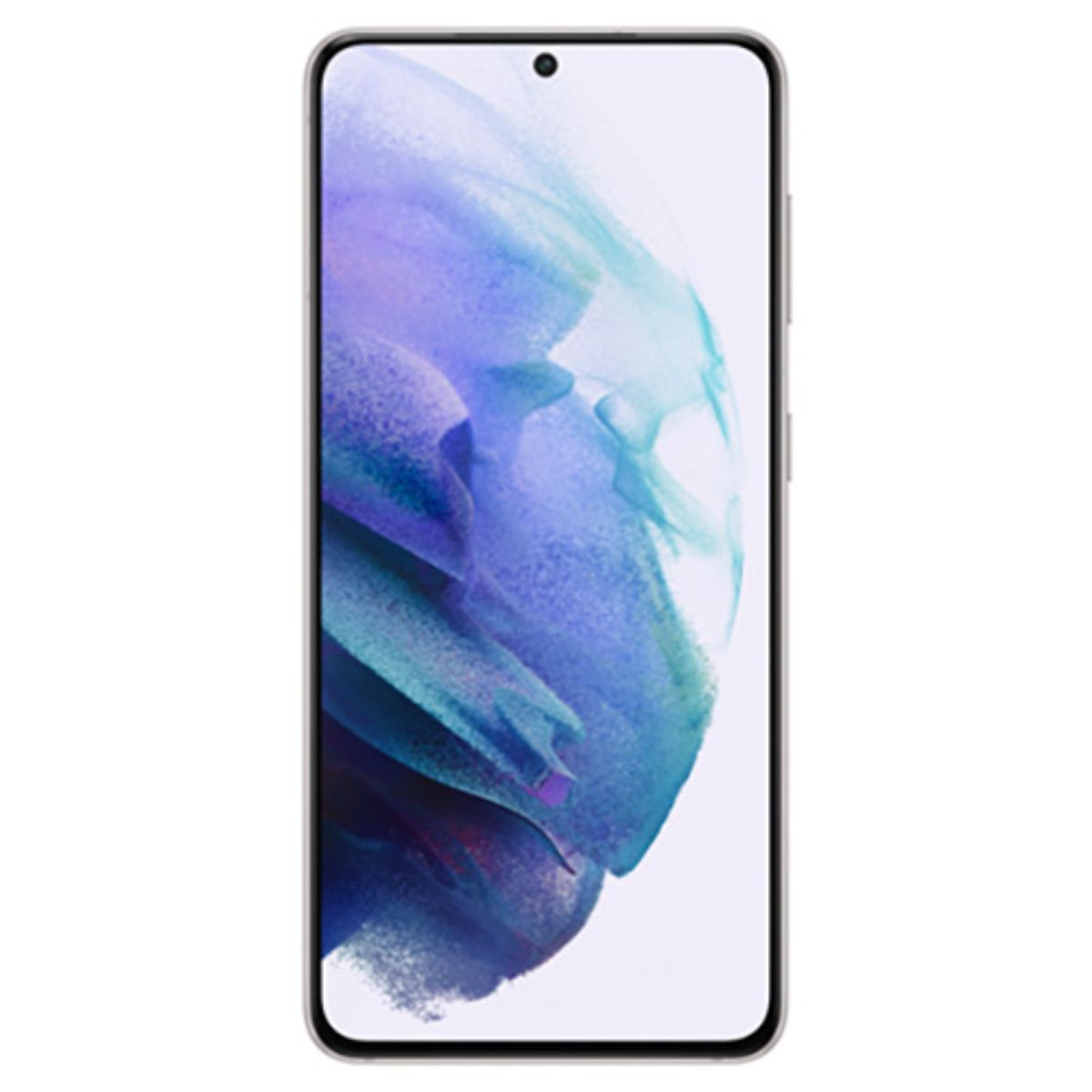 Un smartphone affichant un fond abstrait bleu et violet sur son écran.