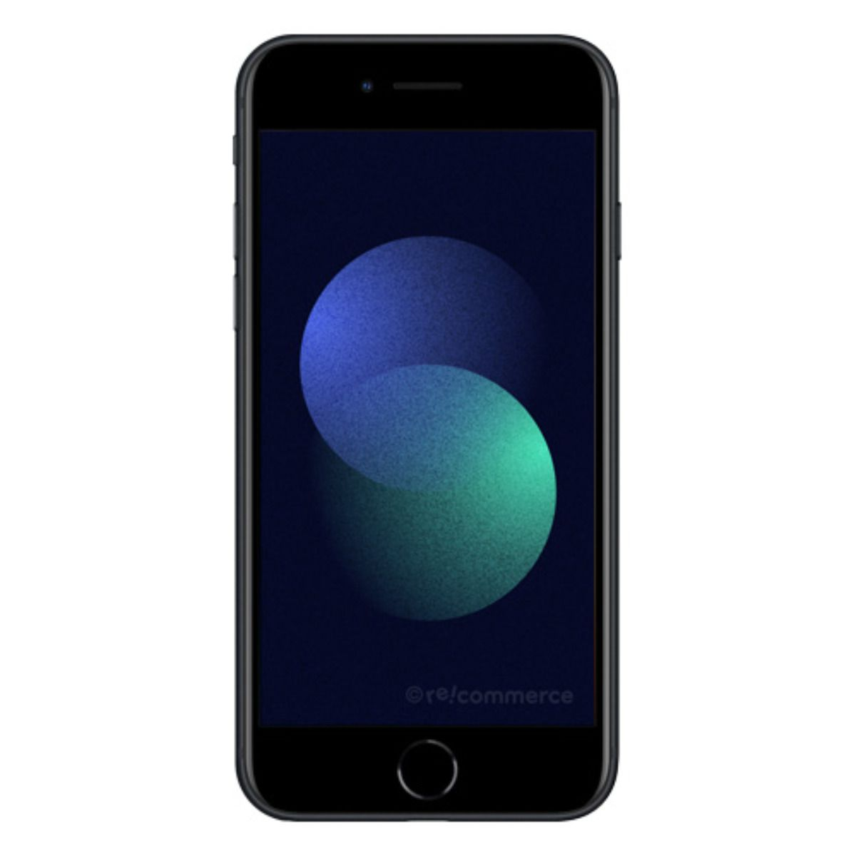 Schwarzes Smartphone mit dunklem Hintergrund und zwei überlappenden Kreisen.