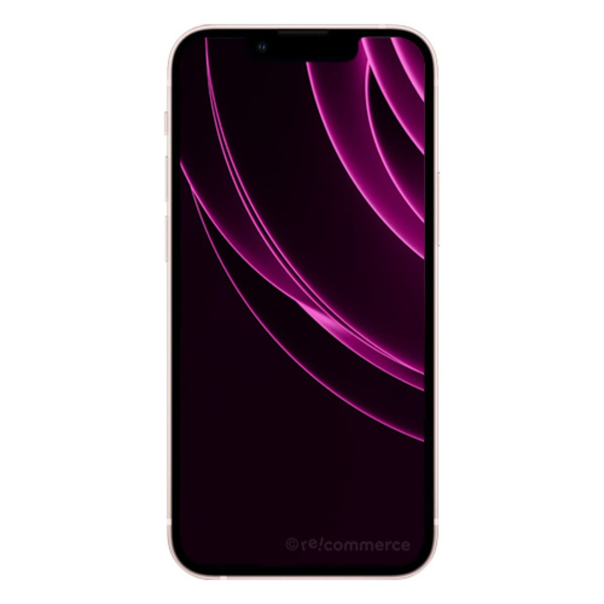 Ein modernes Smartphone mit einem dunklen Bildschirm und lila Wellen.