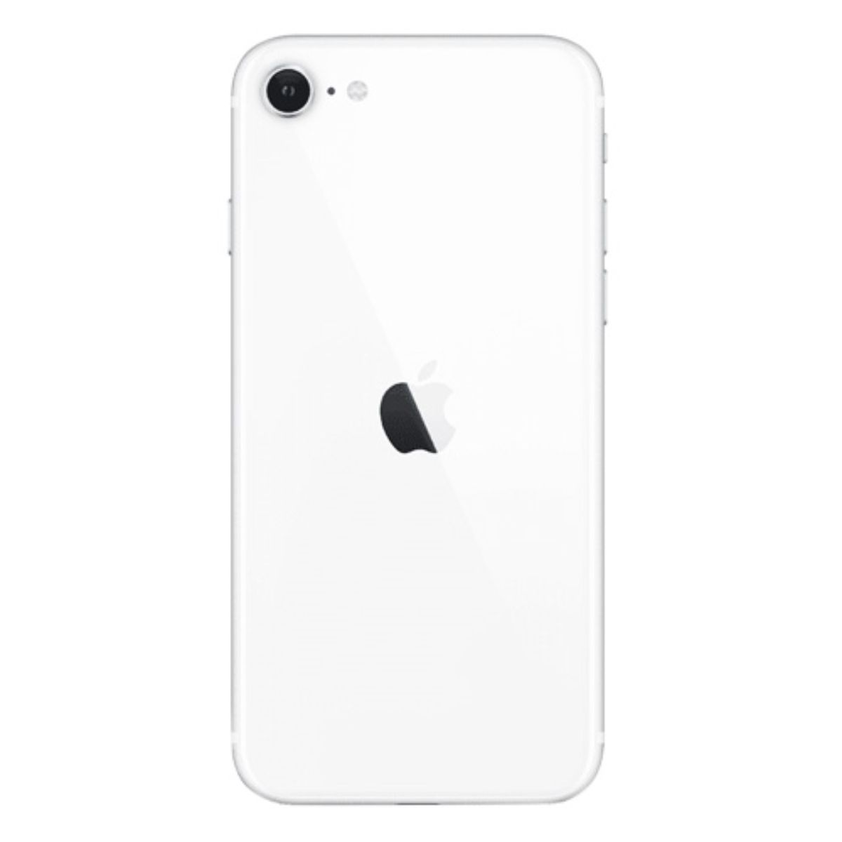 Rückseite eines weißen iPhones mit Apples Logo.