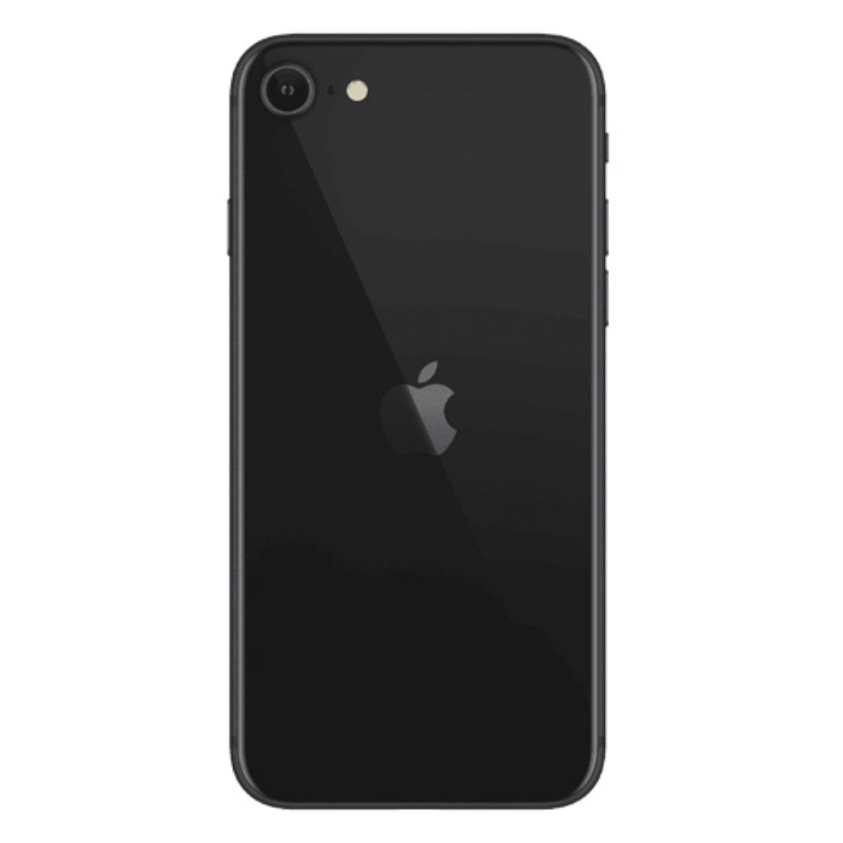 iPhone nero con logo Apple sul retro, fotocamera in alto a sinistra.