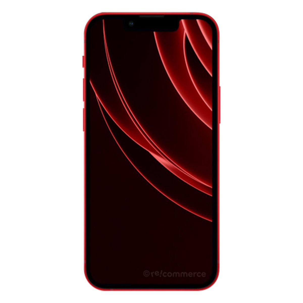 Ein rotes Smartphone mit einem dunklen Hintergrund und roten Linien.