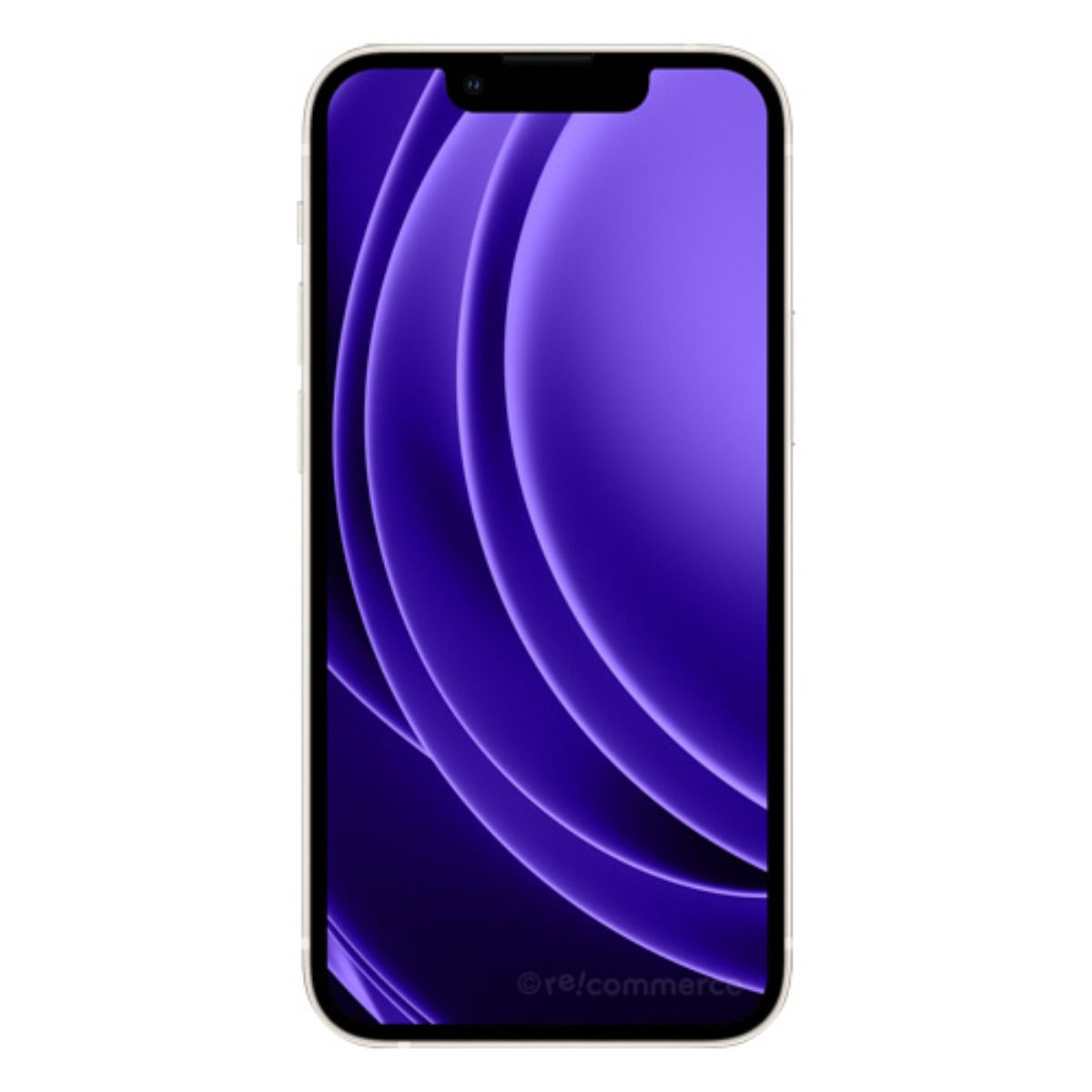 Ein Smartphone mit einem lila Wellenmuster-Hintergrund und einer Notch.