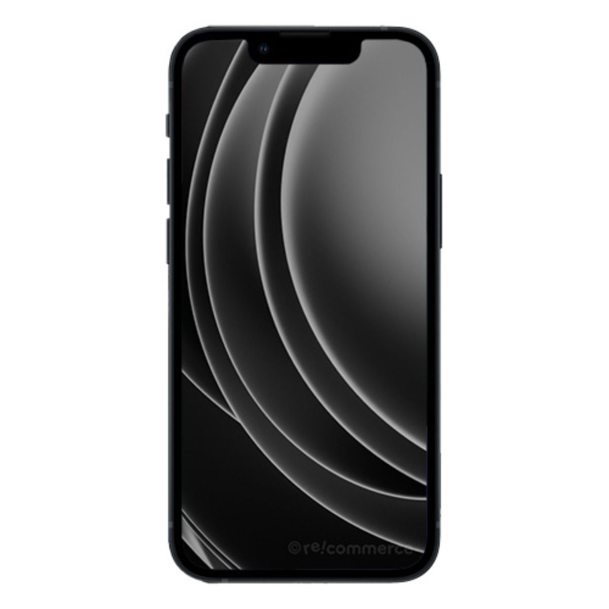 Ein dunkles Smartphone mit einem abstrakten, geschwungenen Hintergrund auf dem Bildschirm.