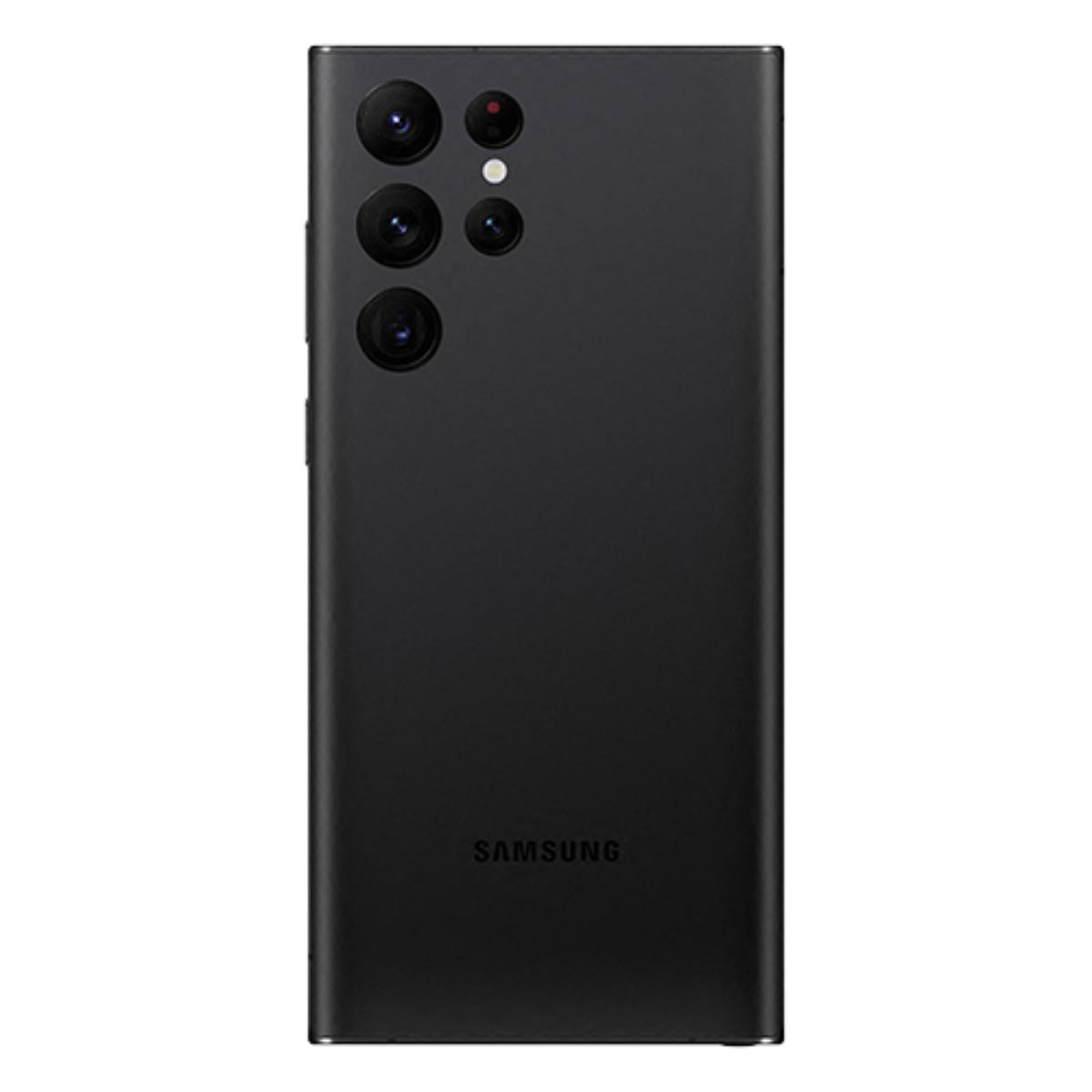 Rückseite eines schwarzen Samsung Smartphones mit vier Kameras.