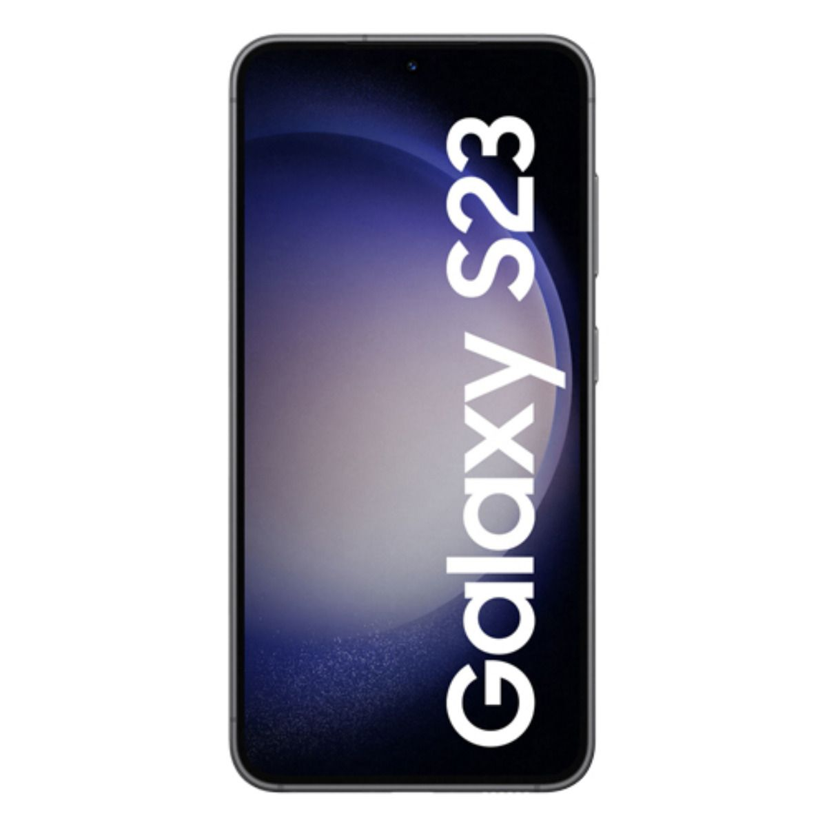 Ein Smartphone mit dem Aufdruck 'Galaxy S23' auf dem Bildschirm.