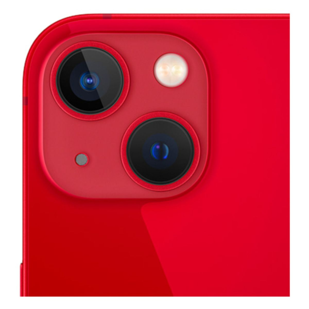 Retro rosso smartphone con doppia fotocamera e flash.