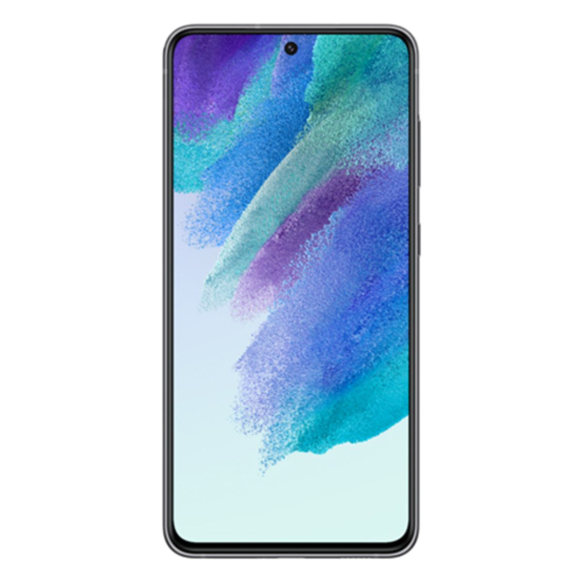 Ein Smartphone mit einem farbigen Hintergrundbild. Die Vorderseite ist sichtbar.