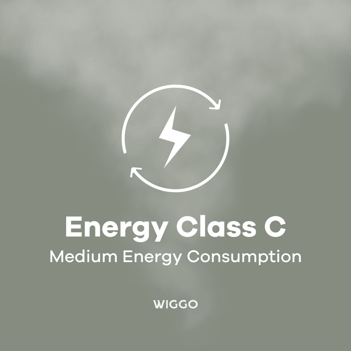 Energielabel C: Gemiddeld energieverbruik, met bliksemschicht en pijlen.