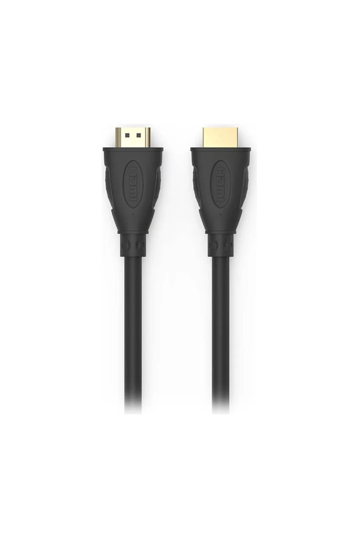 Beyaz arka plan üzerinde altın konektörlü iki siyah HDMI kablosu.