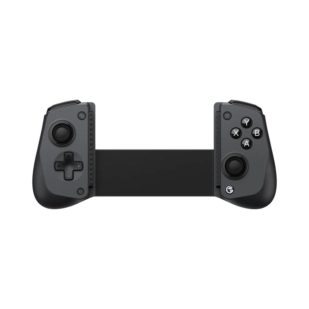 Un controller di gioco grigio con joystick, D-pad e pulsanti.