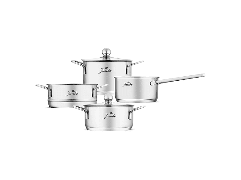 JUMBO New Baby Steel 6 Parça Çelik Mini Tencere Seti Gri
