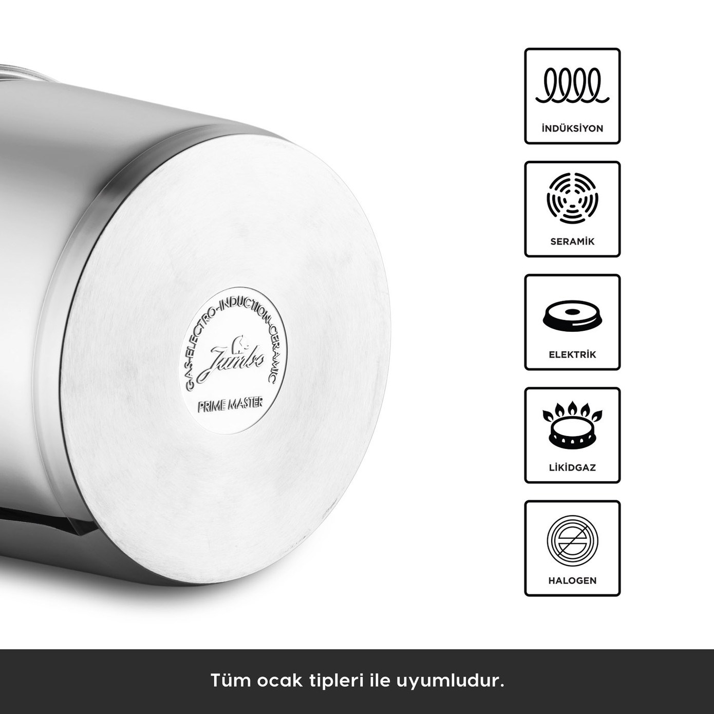 JUMBO Prime Master + Çelik 2 Parça 6 l Düdüklü Tencere Gri