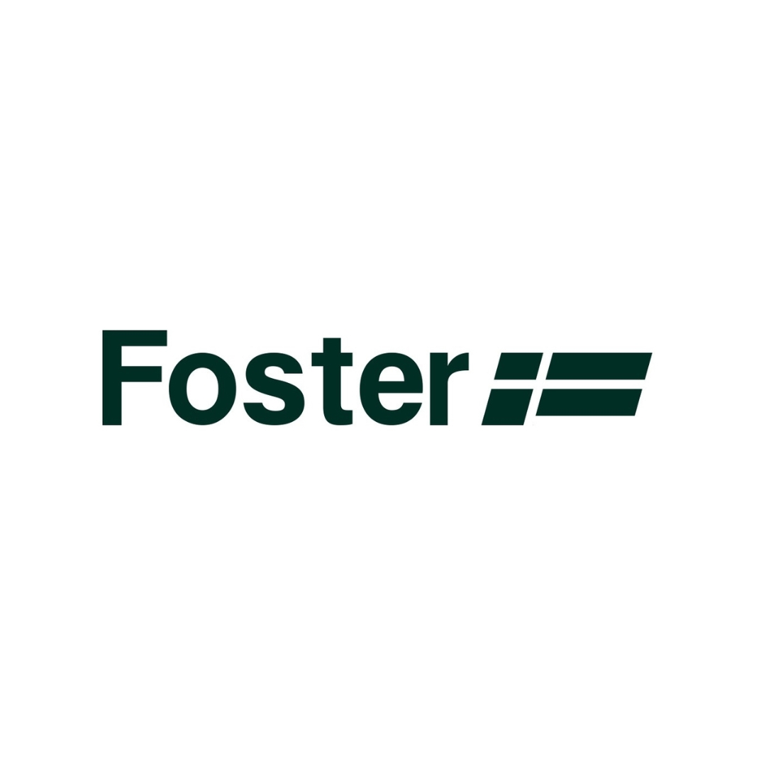 Logo verde scuro con la parola "Foster" e due linee parallele.