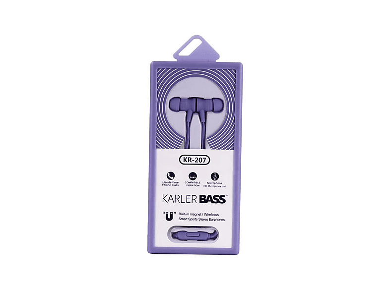 KARLER BASS KR-207 Mıknatıslı Kablolu Kulak İçi Kulaklık Mor