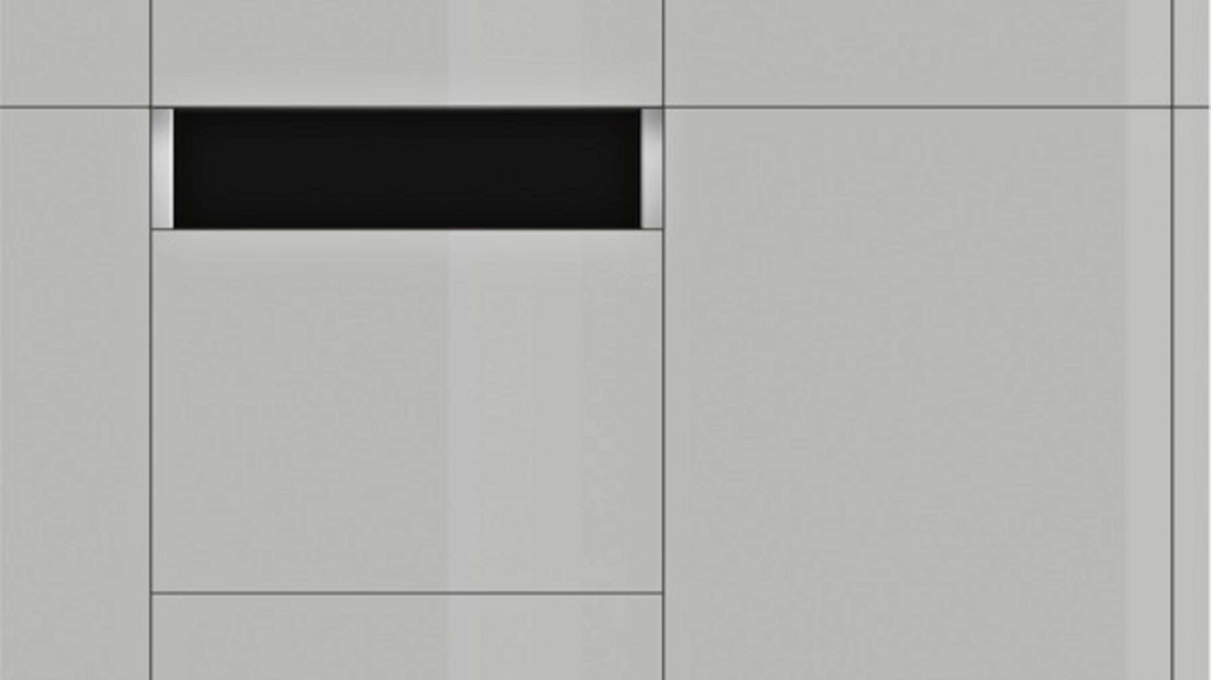 Graue flache Oberfläche mit einem schwarzen Rechteck.