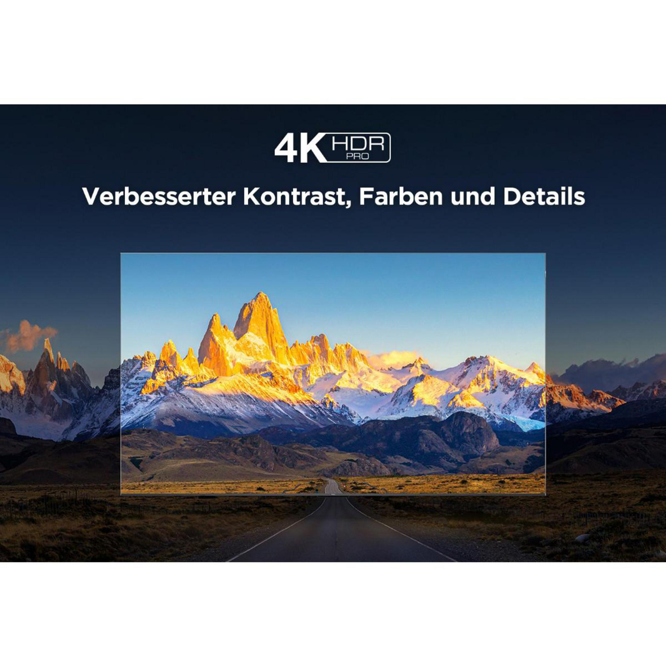 4K HDR Pro z ulepszonym kontrastem, kolorami i detalami. Góry o wschodzie słońca.