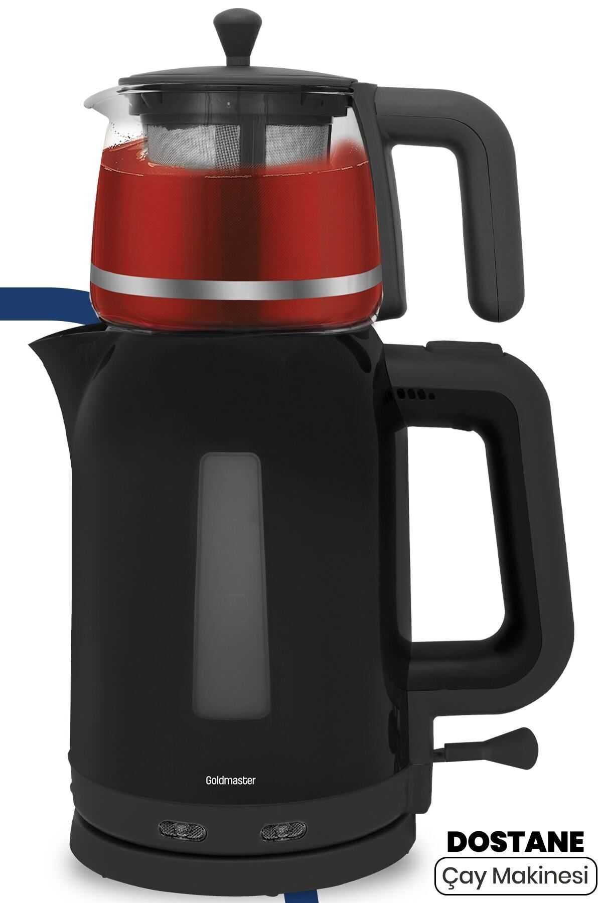 GOLDMASTER BY-4300 Dostane 2200 W Cam Demlikli Çay Makinesi Kırmızı-Siyah