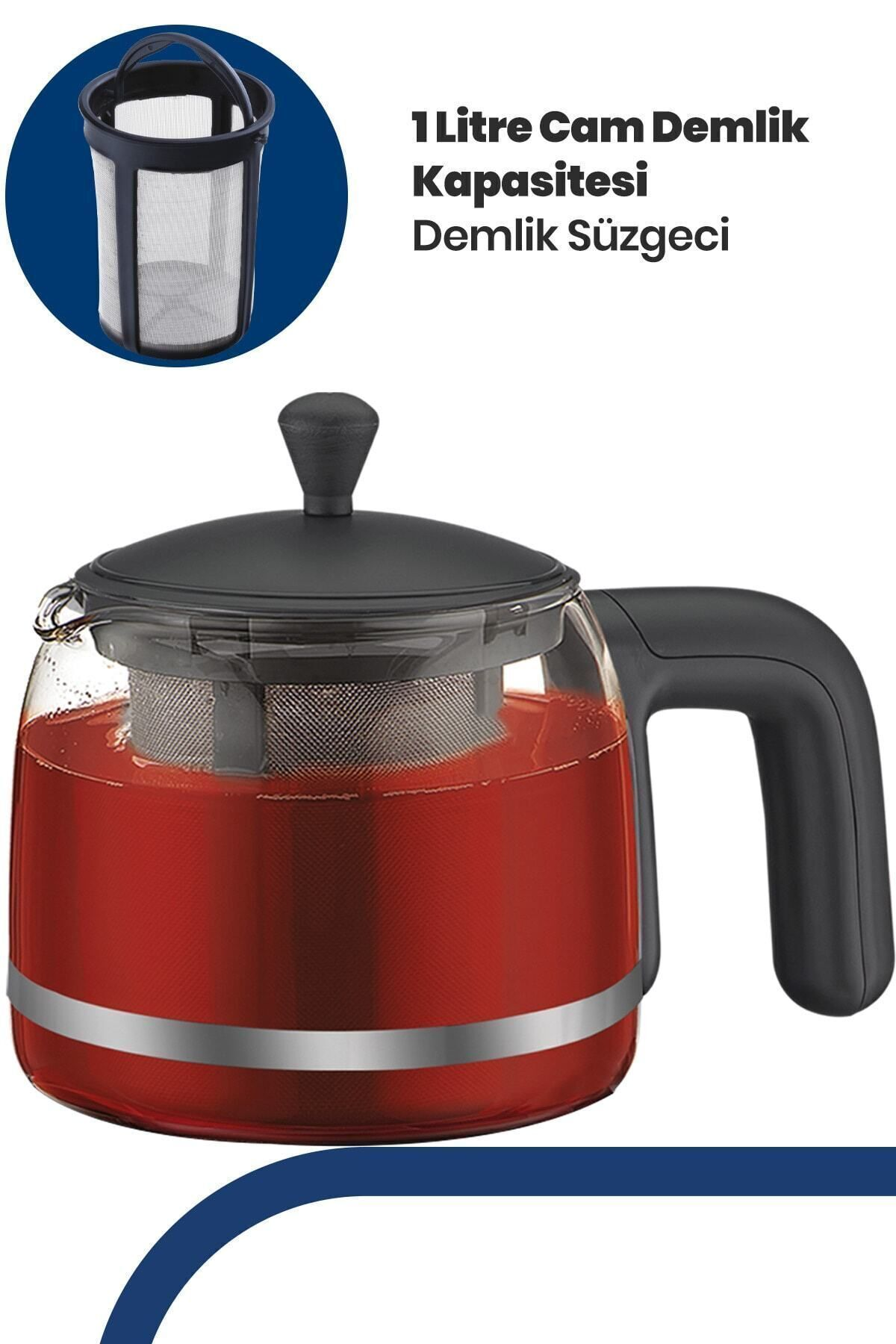 GOLDMASTER BY-4300 Dostane 2200 W Cam Demlikli Çay Makinesi Kırmızı-Siyah