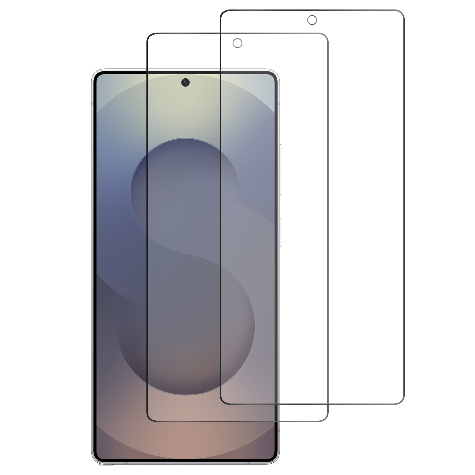 Een smartphone met twee schermbeschermers, één op het scherm, één ernaast.