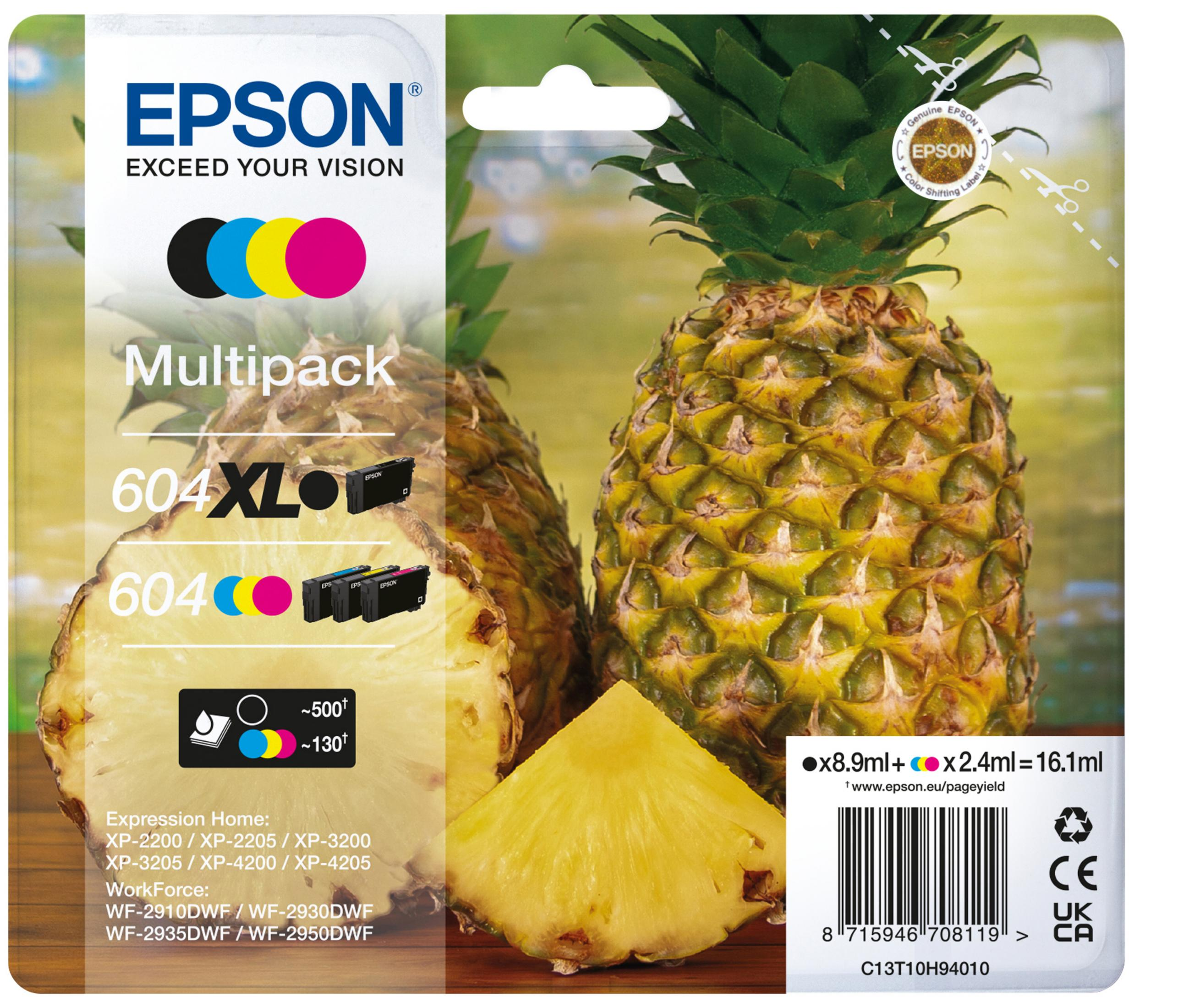 Wielopak Epson 604XL wkłady atramentowe z motywem ananasa.