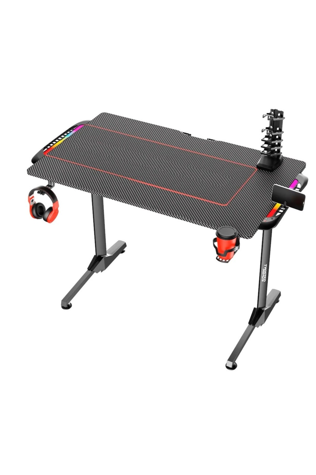 TWISTED MINDS T Design TM-T-1060-RGB Karbon Fiber E-Spor Oyuncu Masası Siyah