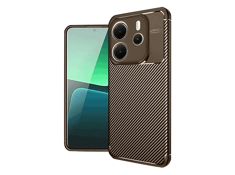 NEWFACE Xiaomi Redmi Note 14 Uyumlu Auto Focus4G Karbon Telefon kılıfı Kahverengi