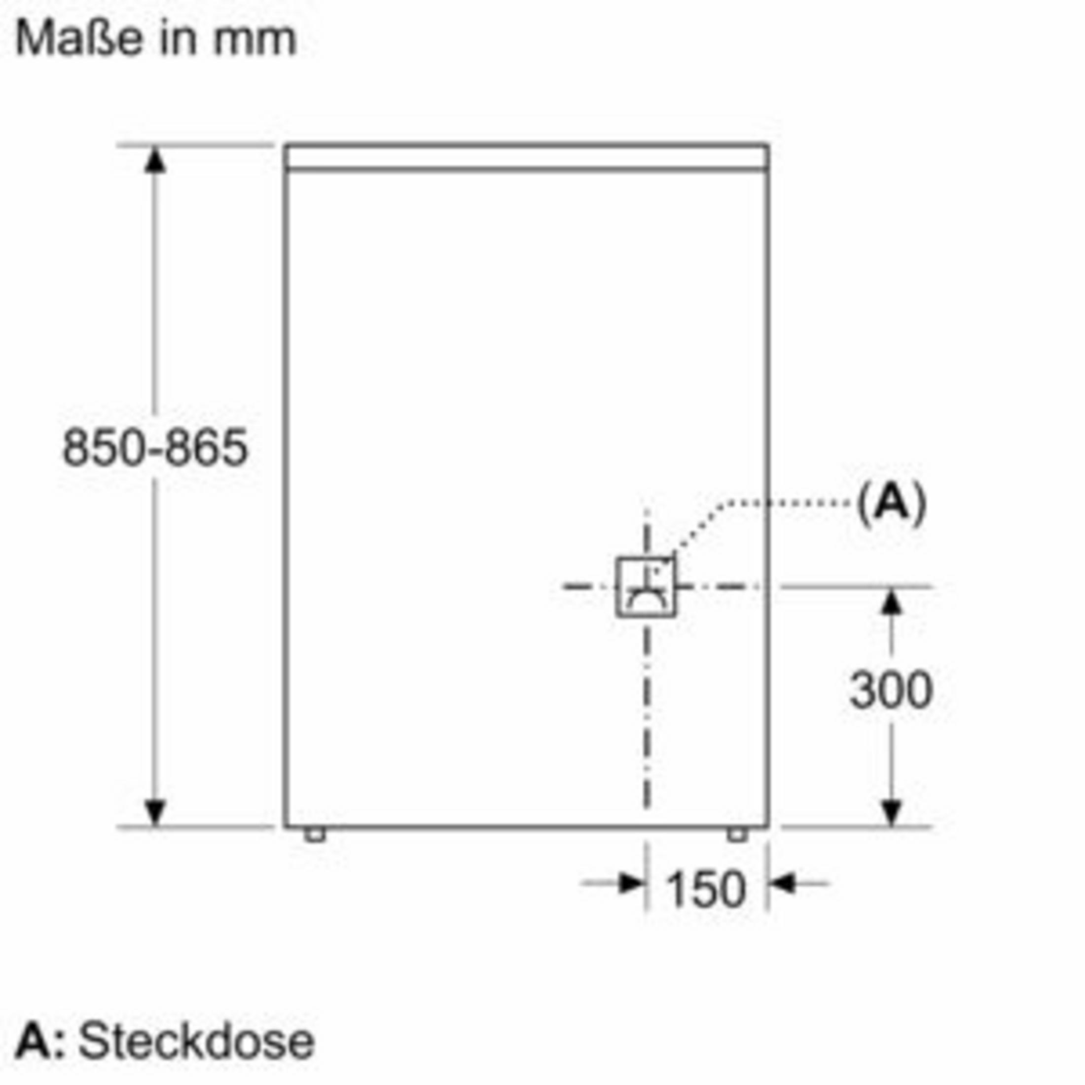 Technische Zeichnung eines Gefrierschranks mit Maßen 850-865 mm Höhe, 300 mm Tiefe.