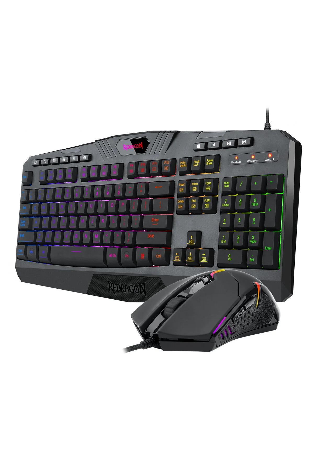 REDRAGON S101-5 Oyuncu Rgb  K503RGB + M601RGB Kablolu Klavye ve Mouse Seti Siyah