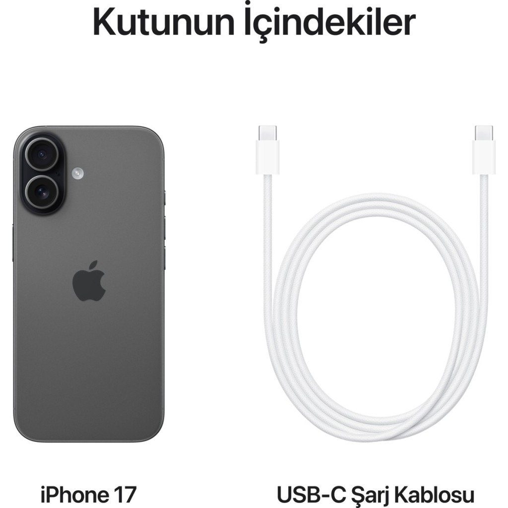 Szary iPhone 17 i biały kabel ładujący USB-C.