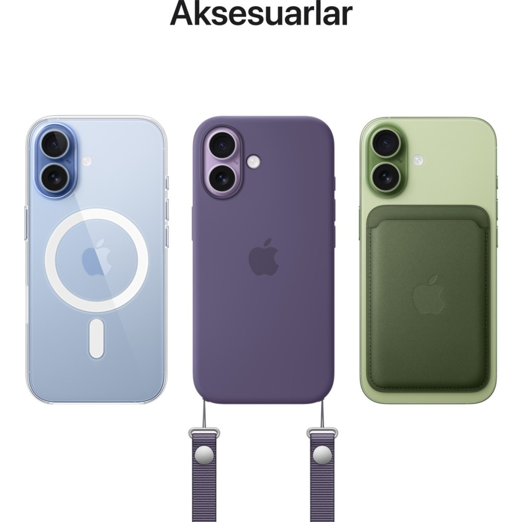 Trzy iPhone w etui: przezroczyste, fioletowe i zielone z portfelem.